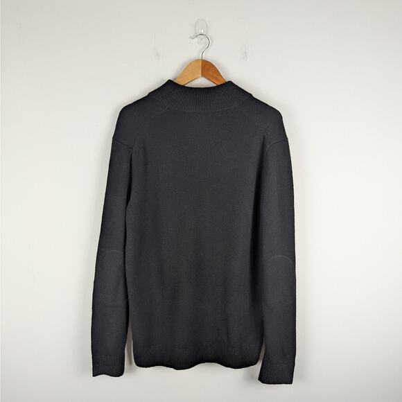 Banana Republic Men's Zephyr Half Zip Black Merino Wool Blend Pullover Sweater - Picture 5 of 8